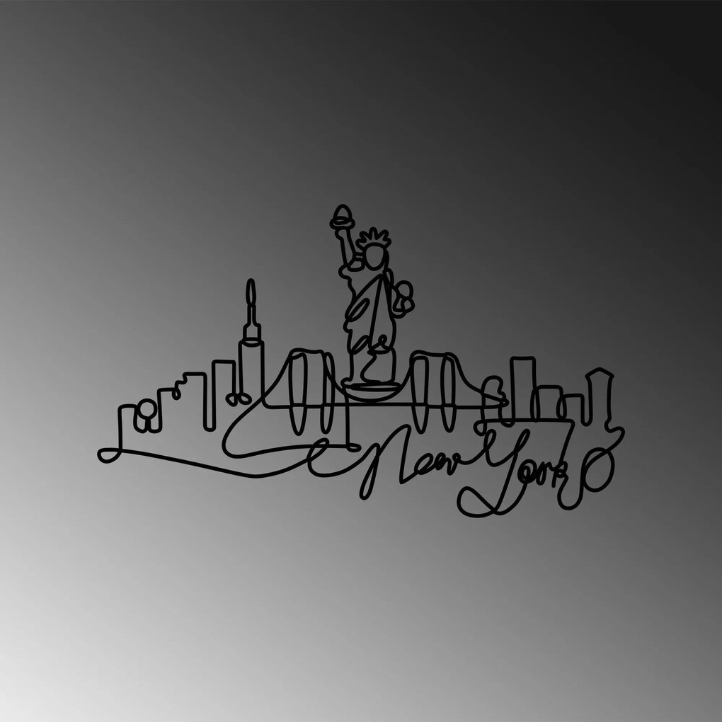 Nástenná kovová dekorácia New York čierna