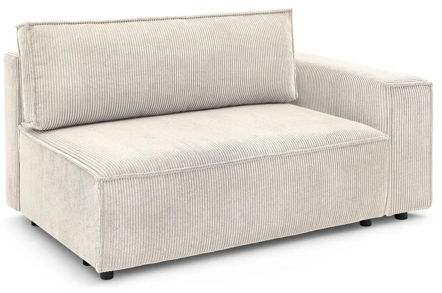 Krémovobiely menčestrový modul pohovky (pravý roh) Nihad modular – Bobochic Paris