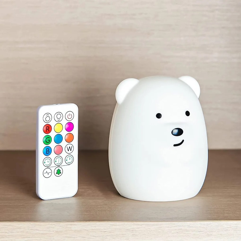 Detská stolná LED lampa Bear biela