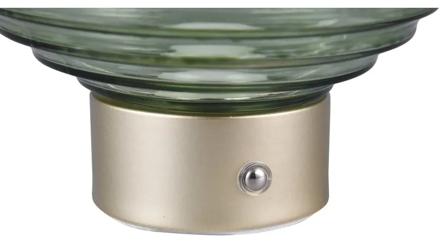 Stmievateľná LED stolová lampa v zelenej a zlatej farbe so skleneným tienidlom (výška 14,5 cm) Earl – Reality