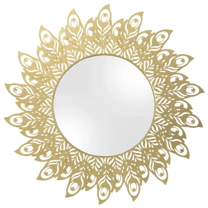 Nástenné zrkadlo s rámom v zlatej farbe PT LIVING Peacock Feathers, 60 × 30 cm
