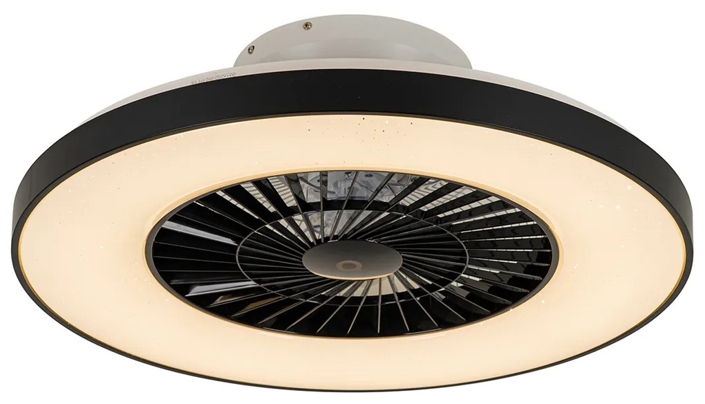 Inteligentný stropný ventilátor čierny s hviezdnym efektom 60 cm vrátane LED stmievateľného s diaľkovým ovládaním - Climo