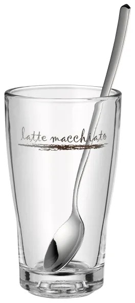 WMF - Sada 6ks sklenených pohárov a lyžičiek na latte macchiato CLEVER & MORE
