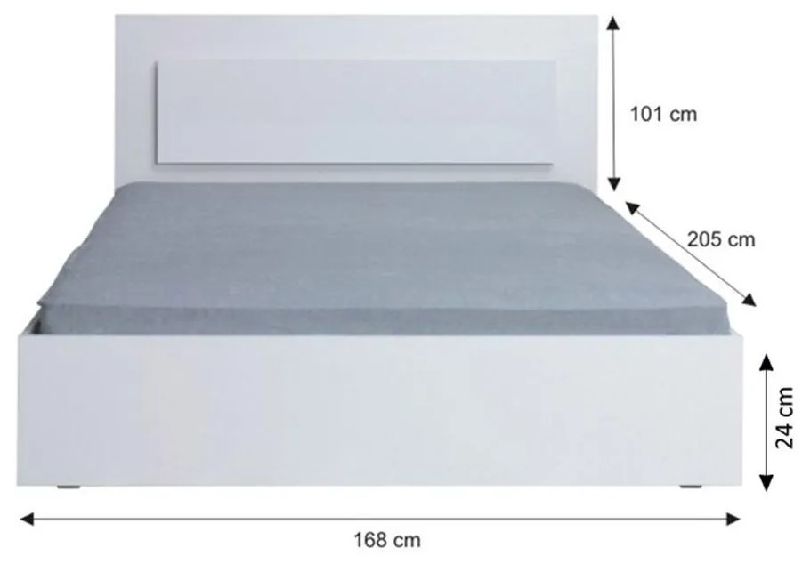 Tempo Kondela Manželská posteľ, 160x200, biela/ vysoký biely lesk HG, ASIENA