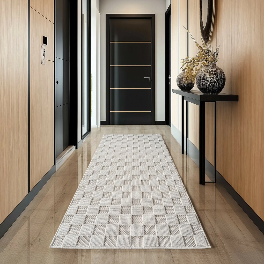 Ayyildiz, Koberec behúň Helix 2203 cream, 80x250, biela, chodba / predsieň