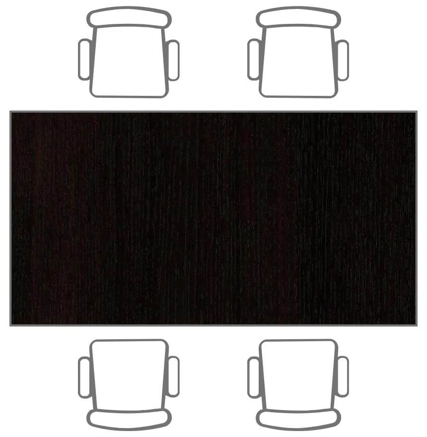 Jedálenský stôl TRIVIA, 160x80 cm, tmavo sivá podnož, wenge