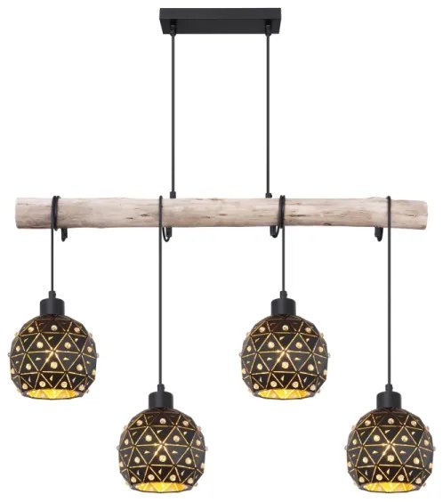 Globo 54029-4H - Závesný luster JODIE 4xE27/40W/230V béžová/čierna