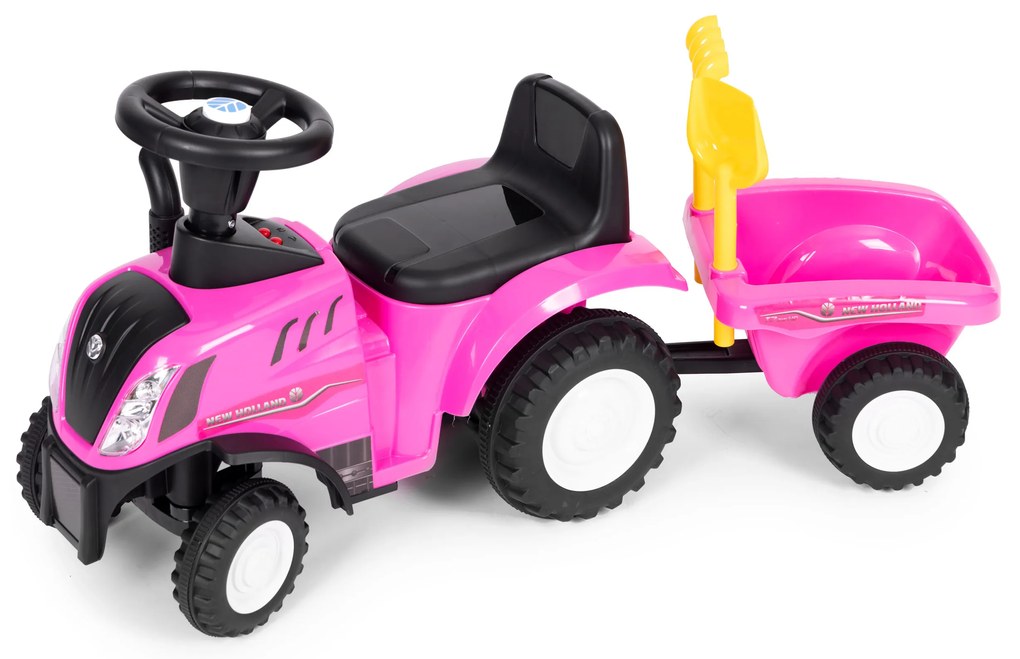 Traktor s prívesom, interaktívne zvuky volantu pre deti, ružová