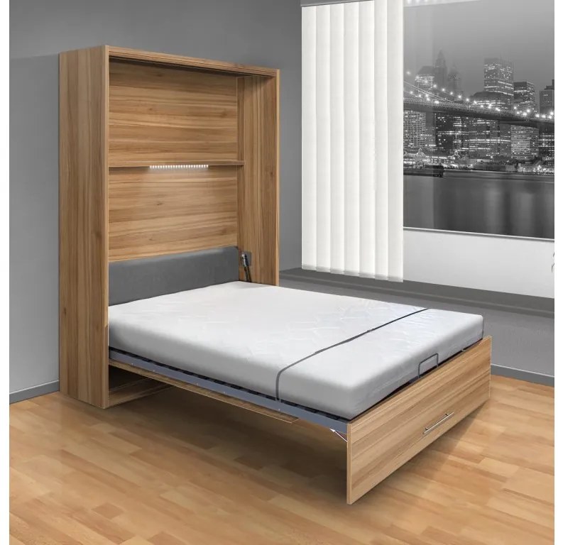 Nabytekmorava Sklápacia posteľ VS 1054 P - 200x160 cm A nosnosť postele: zvýšená nosnosť o 20 kg, farba lamina: javor/biele dvere
