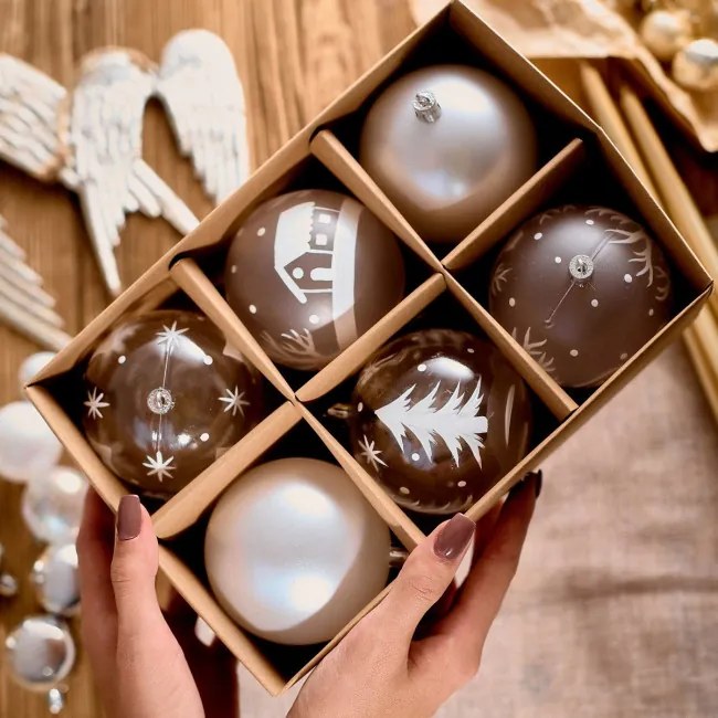 Vianočné guľky ETHAN s vianočnými vzormi 714603 (6ks)