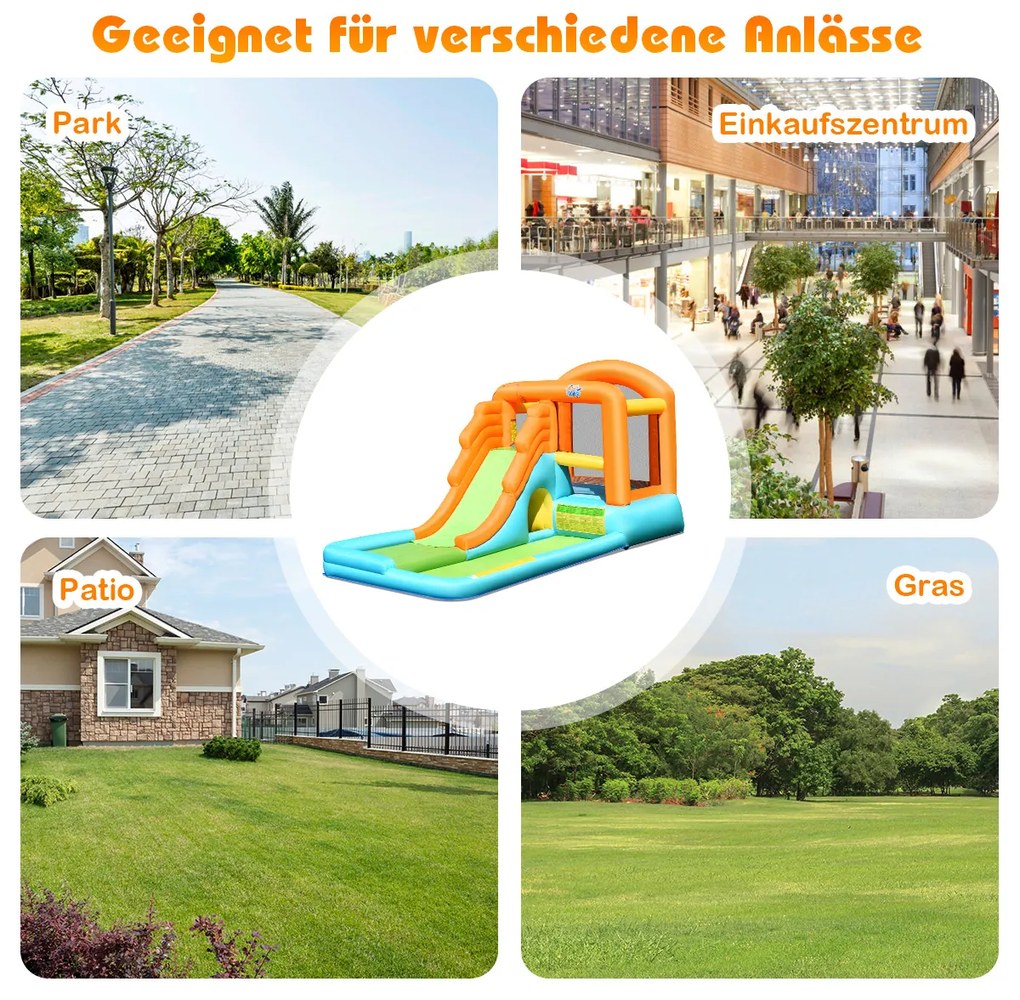 Nafukovací skákací hrad hrací bazén vodný park so šmykľavkou 490 x 225 x 240 cm