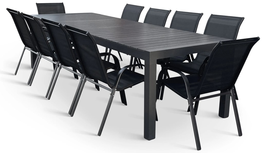 Noela Záhradný jedálenský set Grande Pasto + 10x kovová stolička Ramada