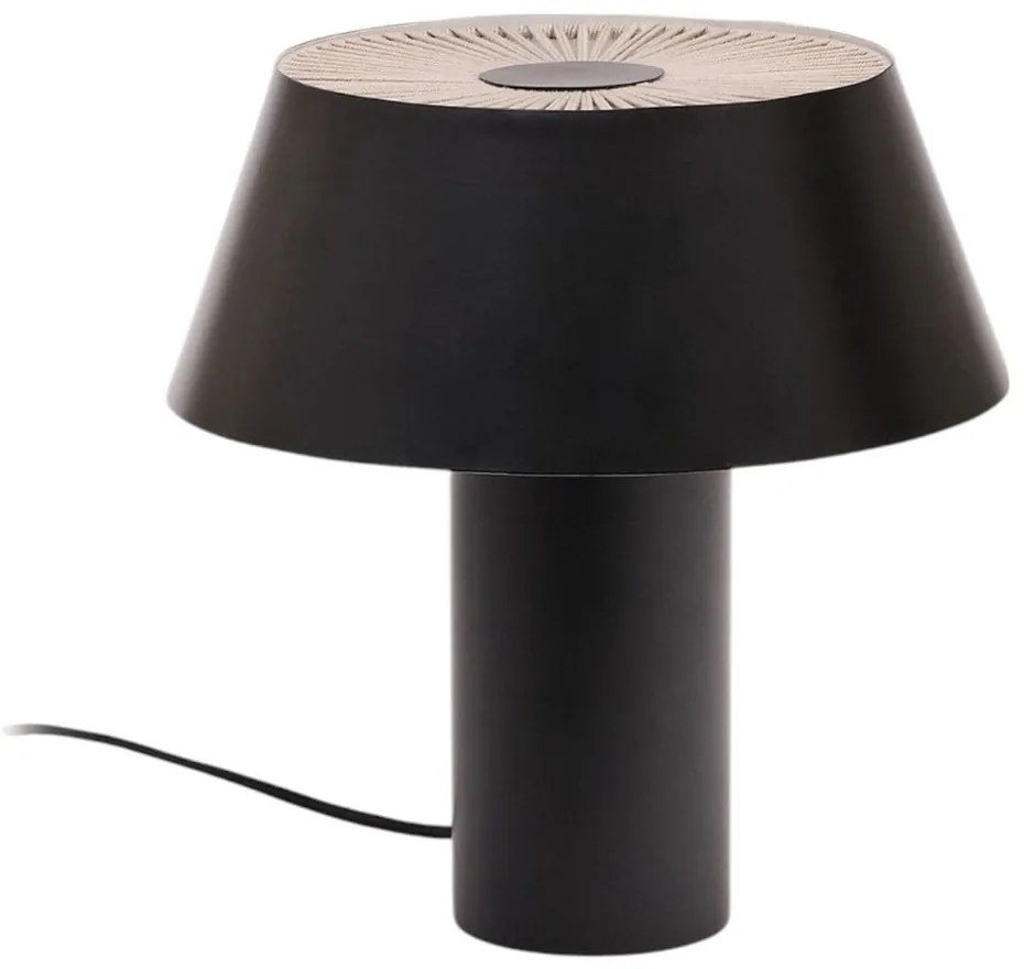 Čierna stolová lampa s kovovým tienidlom (výška 32 cm) Ancare – Kave Home