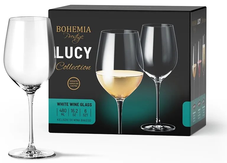 BOHEMIA PRESTIGE LUCY POHÁR NA BIELE VÍNO 480ML SADA 6KS