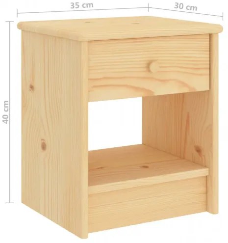 vidaXL Nočný stolík bledé drevo 35x30x40 cm borovicový masív-