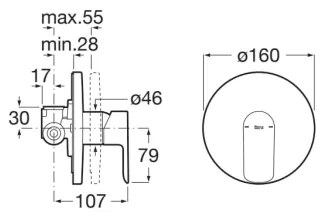 Roca A5A226EC00 - Sprchová batéria pre podomietkovú inštaláciu CALA, lesklý chróm