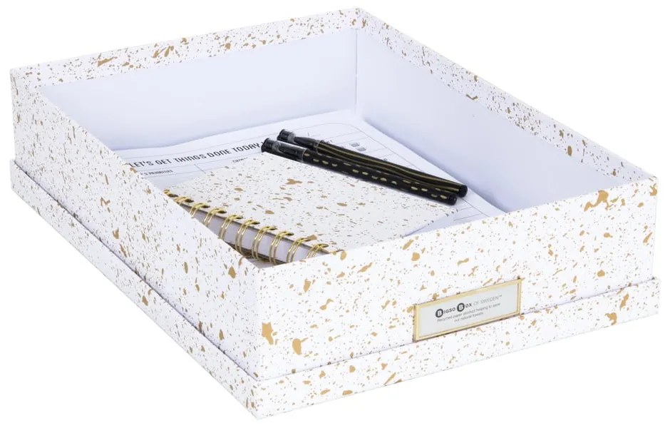 Úložná škatuľa v zlato-bielej farbe Bigso Box of Sweden Oskar