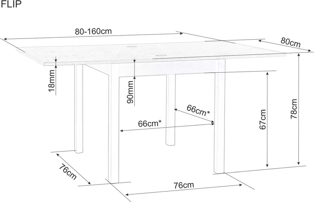 Jedálenský rozkladací stôl Flip 80/160 cmdub Cremona Torro/ kašmírový