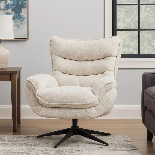 Pohodlné otočné kreslo z béžovej štruktúrovanej látky Sigtuna