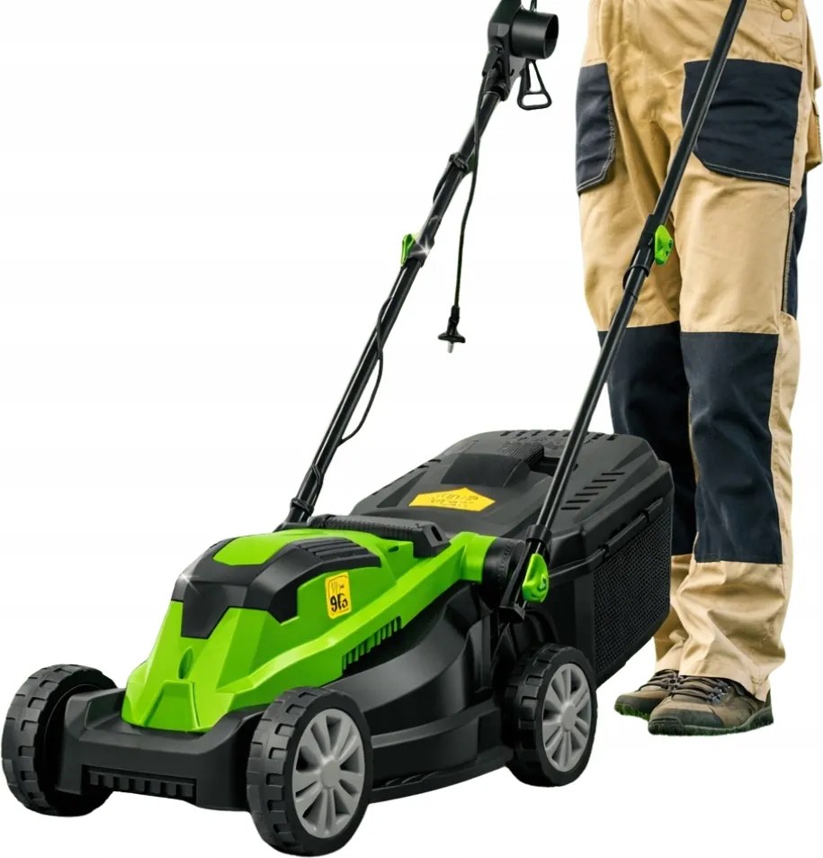 Silná elektrická kosačka 2200 W nastaviteľná do záhrady s košom, skladacia