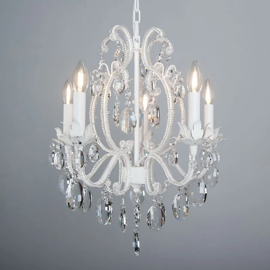 Biely krištáľ luster do spálne Ø50