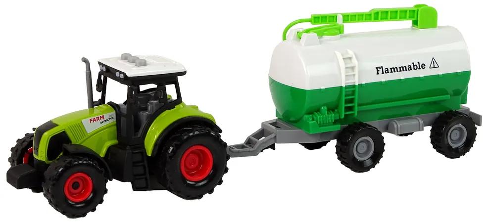 LEAN TOYS Traktor s cisternou – zelený