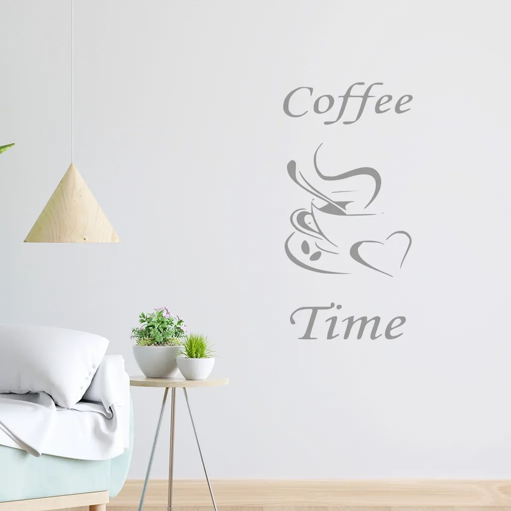 Veselá Stena Samolepka na stenu na stenu Coffee time Farba: čierna