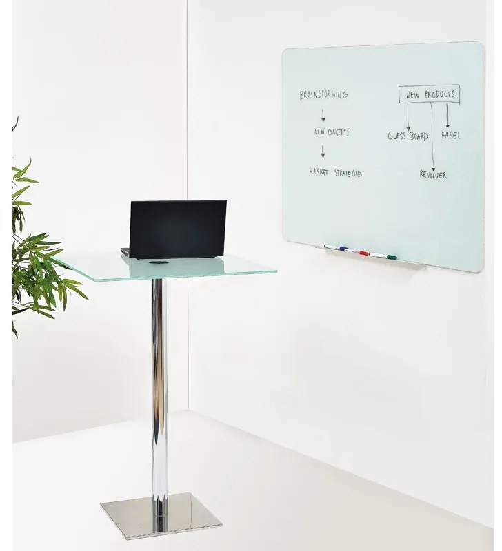 Sklenená magnetická tabuľa na stenu, biela, 900 x 600 mm