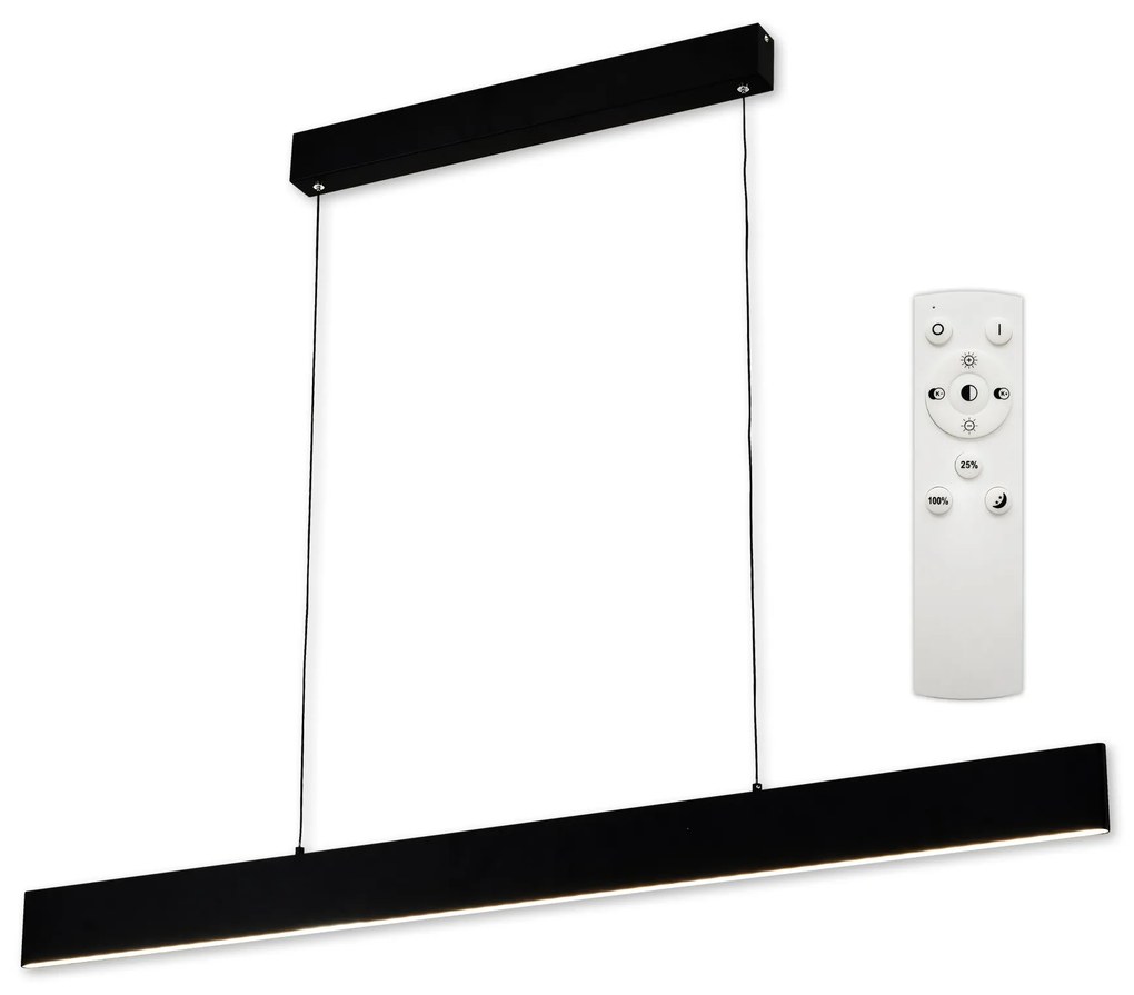 TOP-LIGHT Závesné moderné LED svetlo LINE 120 CZ RC, 30W, diaľkové ovládanie, čierne