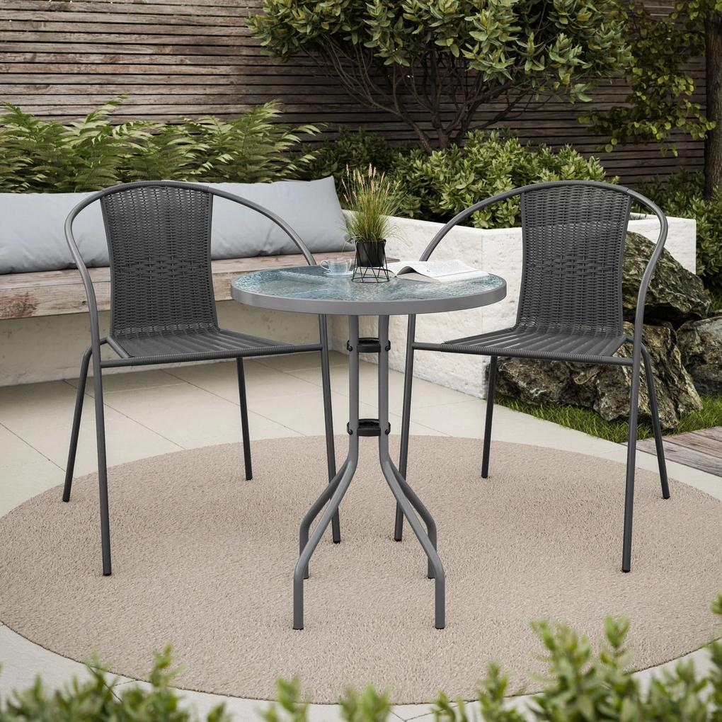 Záhradná / terasová zostava dve stoličky + stôl šedá