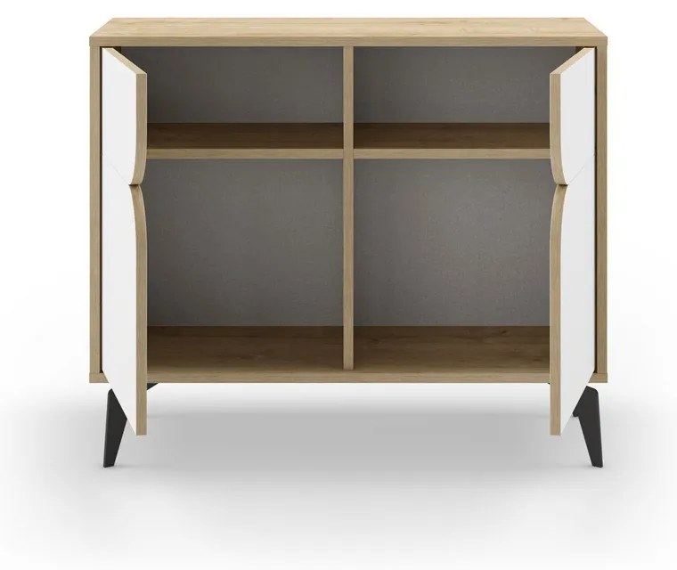 Skrinka v dekore duba v bielo-prírodnej farbe 95x79 cm Nola – Marckeric