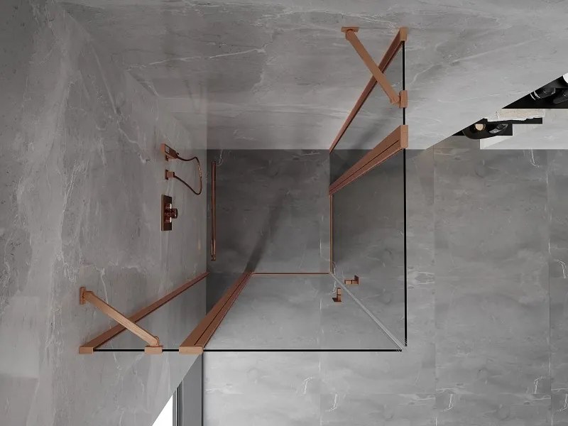 Mexen, Mexen Mist Duo výklopný sprchový kút 110 x 110 cm, transparentný, brúsená meď - 8A4-110-110-65-00