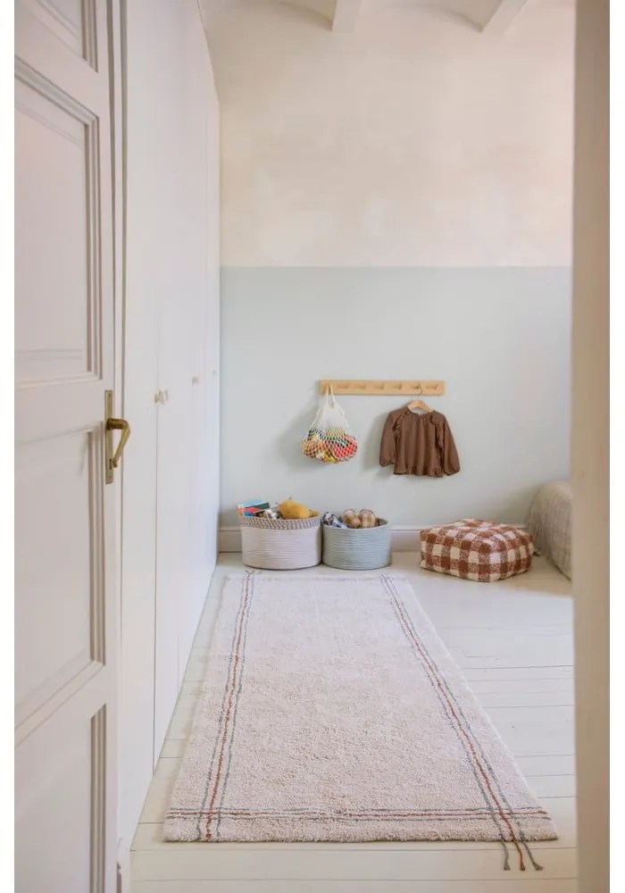 Krémový prateľný ručne tkaný bavlnený behúň 80x230 cm Cuisine Natural – Lorena Canals