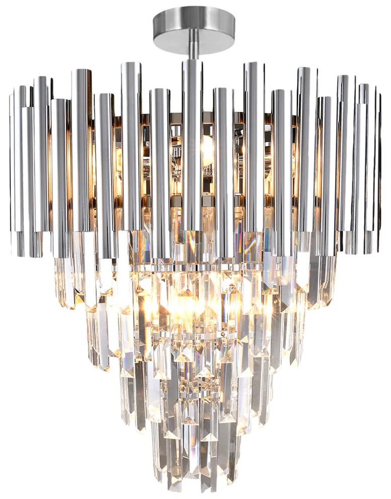 Luster Madison II, 1x krištáľové/chrómové kovové tienidlo, (fi 45cm), ch