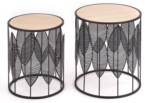 SADA 2x Konferenčný stolík FOLLA pr. 33/40 cm čierna