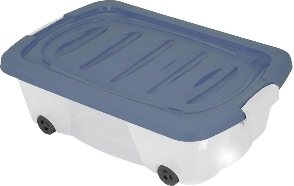 Excellent Houseware Úložný box pod posteľ na kolieskach, 24 l Farba: Modrá