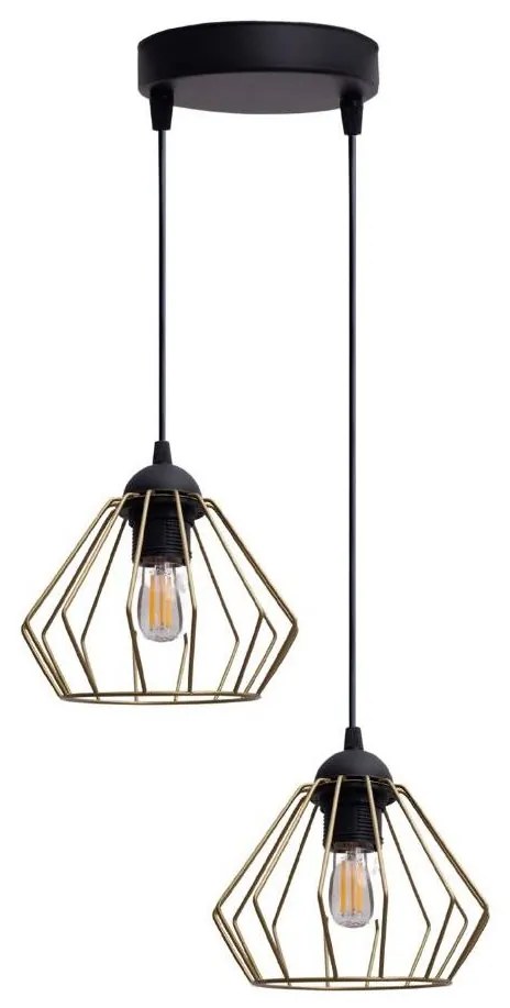 HEXE Luster na lanku CEED GOLD 2xE27/60W/230V pr. 28 cm čierna/zlatá 0725