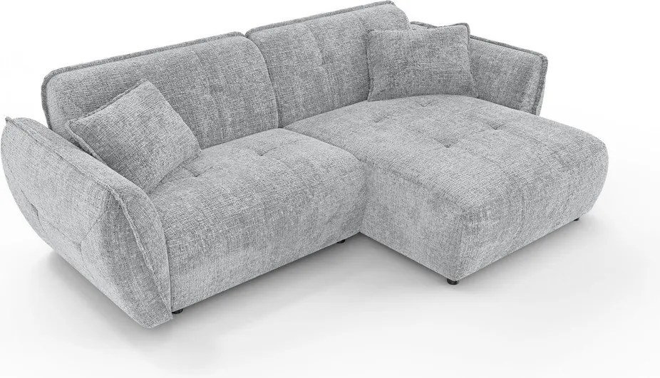 Svetlosivá ženilková rohová pohovka (pravý roh/s leňoškou) Nelia – Ropez