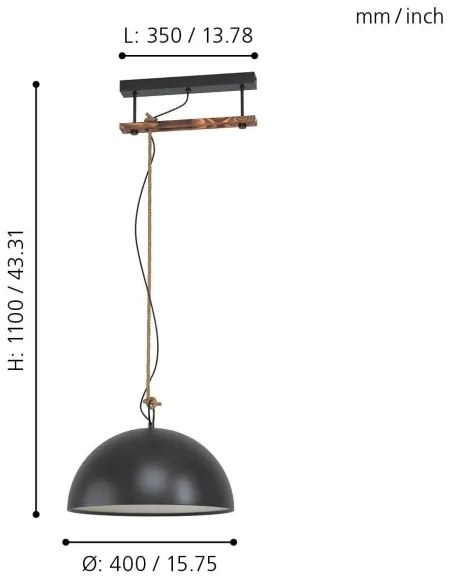 Eglo 43396 - Luster na lanku HODSOLL 1xE27/40W/230V