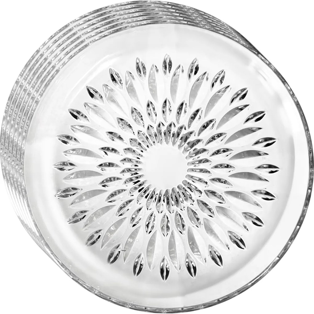 Sada 6 sklenených dezertných tanierov CrystalBloom 19 cm