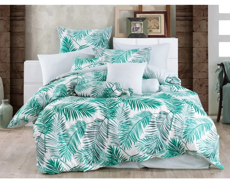 BedTex Bavlnené obliečky Palms Green, 140 x 200 cm, 70 x 90 cm