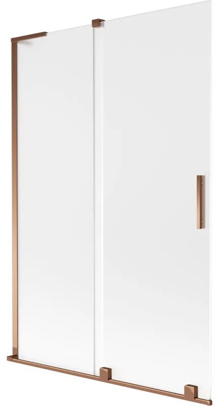 Mexen Velar L, 2-krídlová posuvná vaňová zástena 120 x 150 cm, 8mm sklo námraza, ružové zlato, 896-120-003-31-60