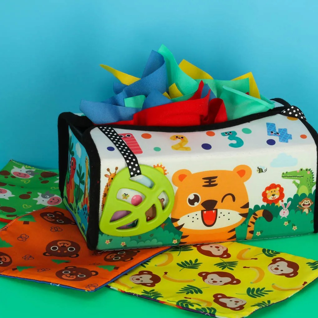 KIK Montessori senzorický triediaci box s podložkou a utierkami 2v1