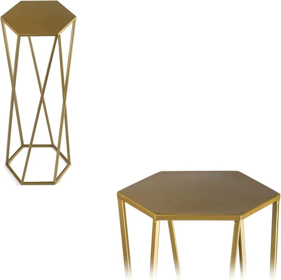 STOJAN NA KVETINÁČ HEXAGON 70X24X27 CM ZLATÁ