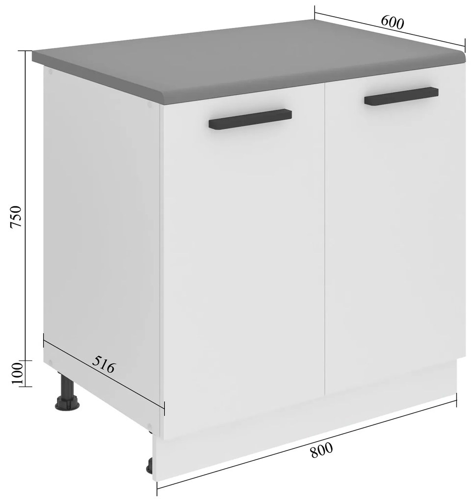 Kuchynská skrinka Belini Premium Full Version spodná 80 cm eben kráľovský s pracovnou doskou