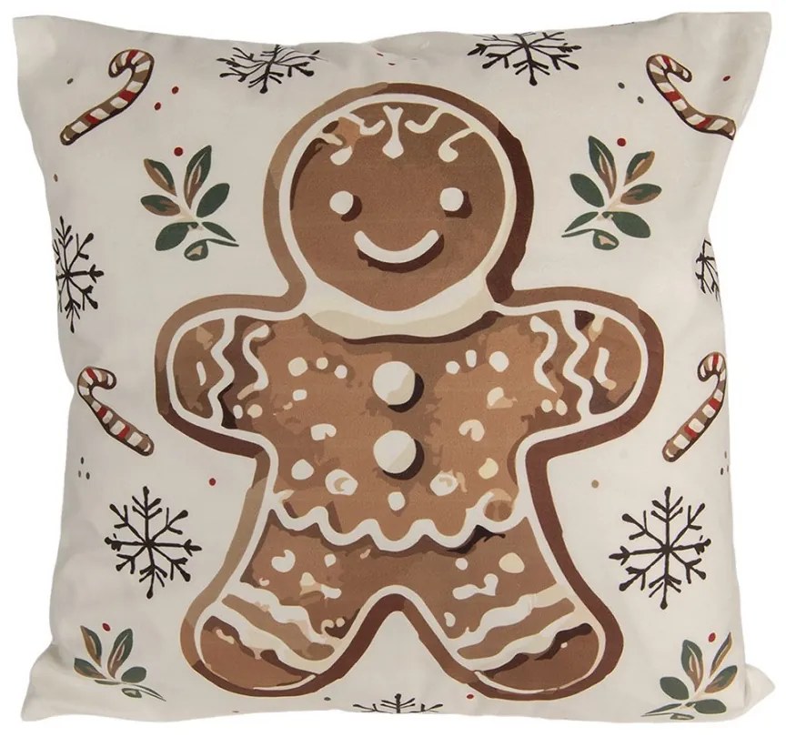 Béžová obliečka na vankúš s perníčkom - 45*45 cm