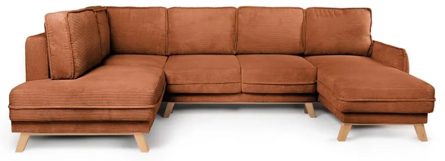 Oranžová menčestrová rozkladacia rohová pohovka (ľavý roh/do tvaru "U") Tori – Bonami Selection