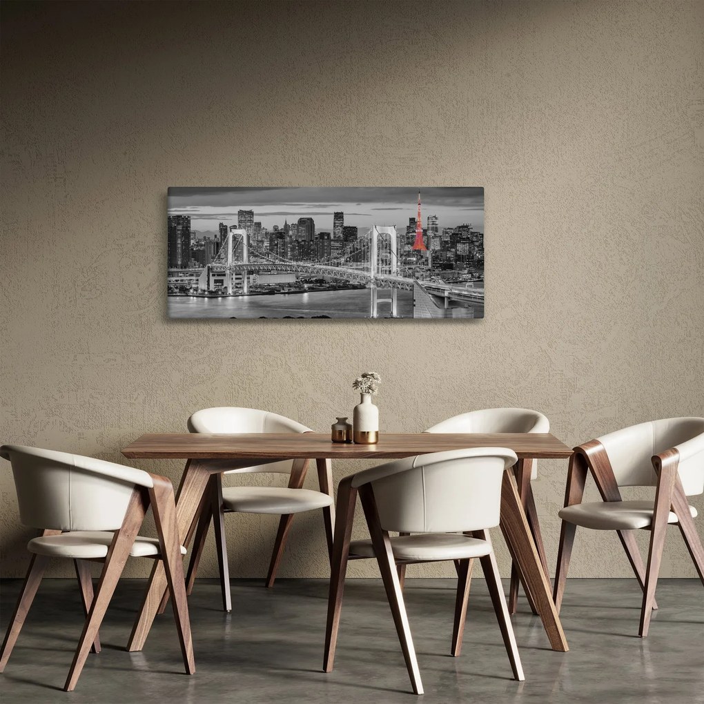 Obraz - Veľkomesto s červenou vežou (120x50 cm)