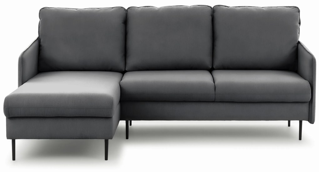 Rozkladacia rohová sedačka Taila Mini ľavá - šedý zamat Velluto 18 / čierne nožičky