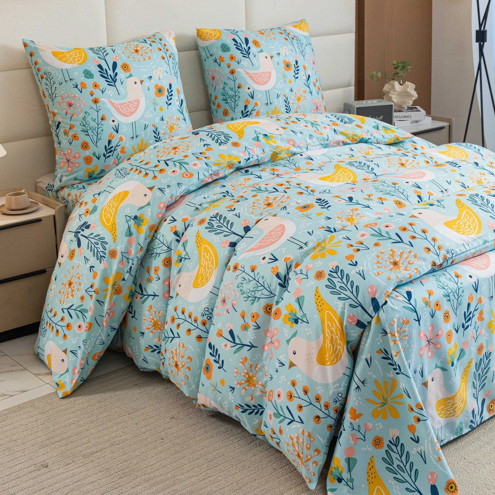 Obliečky z mikrovlákna SPRING TWEET farebné Rozmer obliečky: 2 ks 70 x 90 cm | 200 x 220 cm